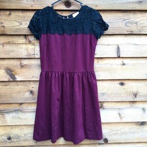 Purple Dress with Black Lace, SIZE L